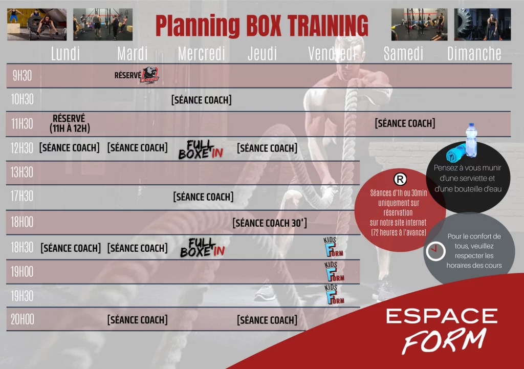 planning box training espace form